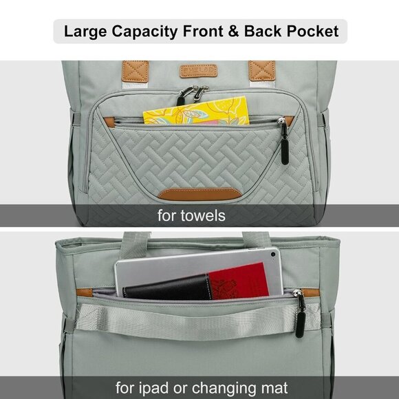 Diaper Bag Tote for Women, Tote Diaper Bag with 16 Inch Laptop Compartment for M - Picture 6 of 7